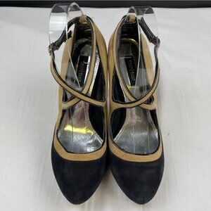 White House Black Market Women's Beige/Blk Shoes/Heels Sz7.5M SKU 4184